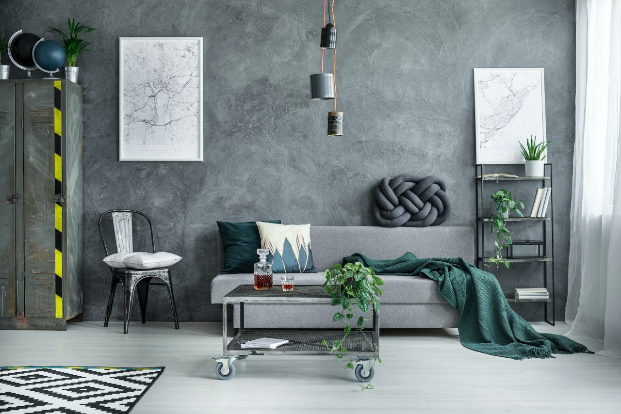 dark industrial living room